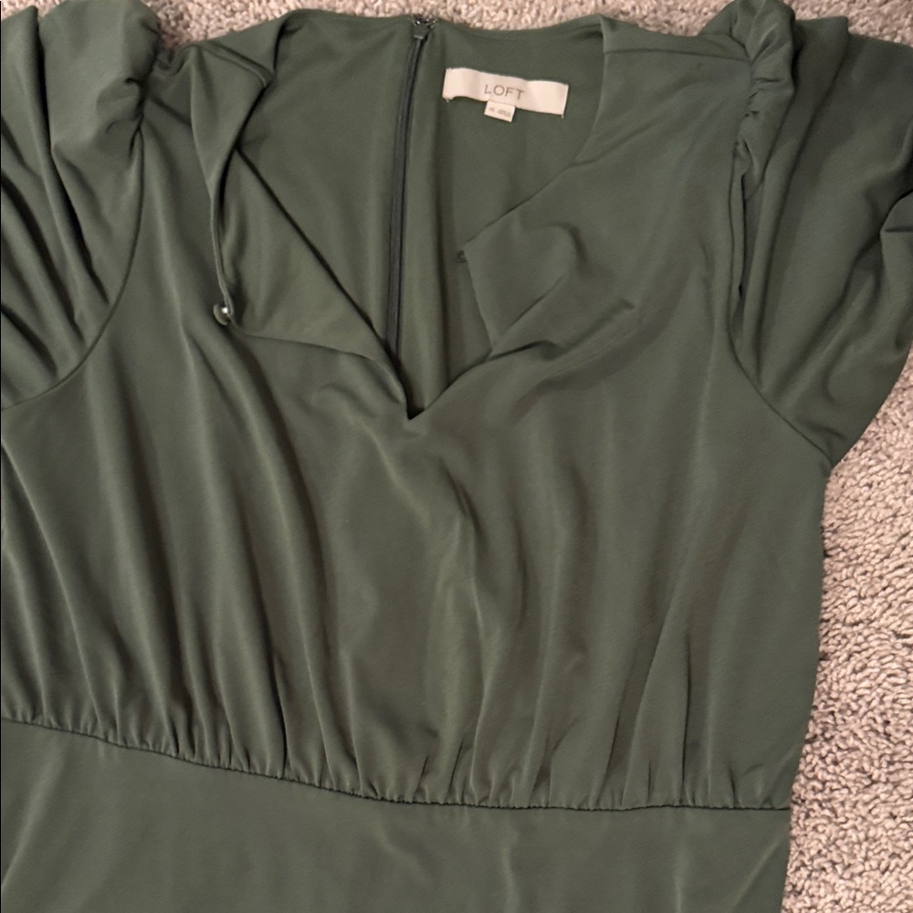 LOFT Forest Green Mini Dress - Picture 3 of 5